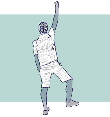 Illustration of man cheering